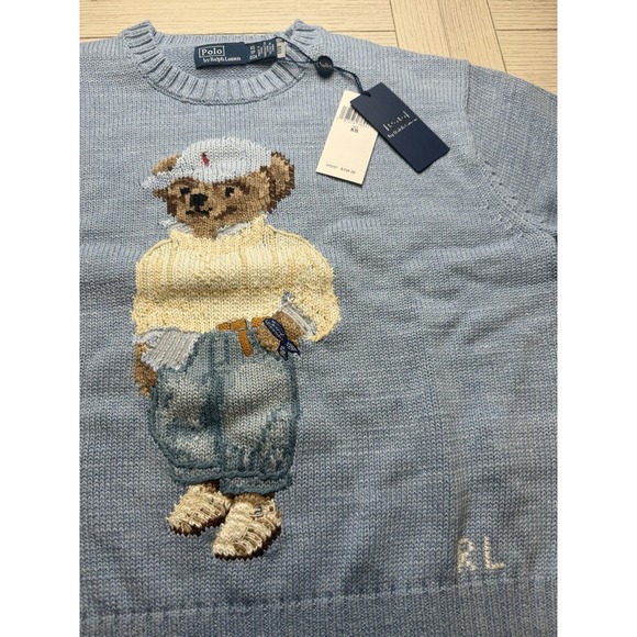 Ralph Lauren NWT Polo Bear Crewneck Sweater Women's Lt Blue. Sz XS MSRP $398 - Picture 4 of 8
